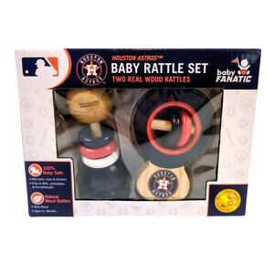 Houston Astros Baby Rattle Set - Two Wooden Rattles - Baby Fanatic NEW in Box